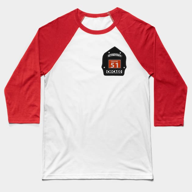 Chicago Fire Engine 51 Helmet Shield Baseball T-Shirt by grfxdude